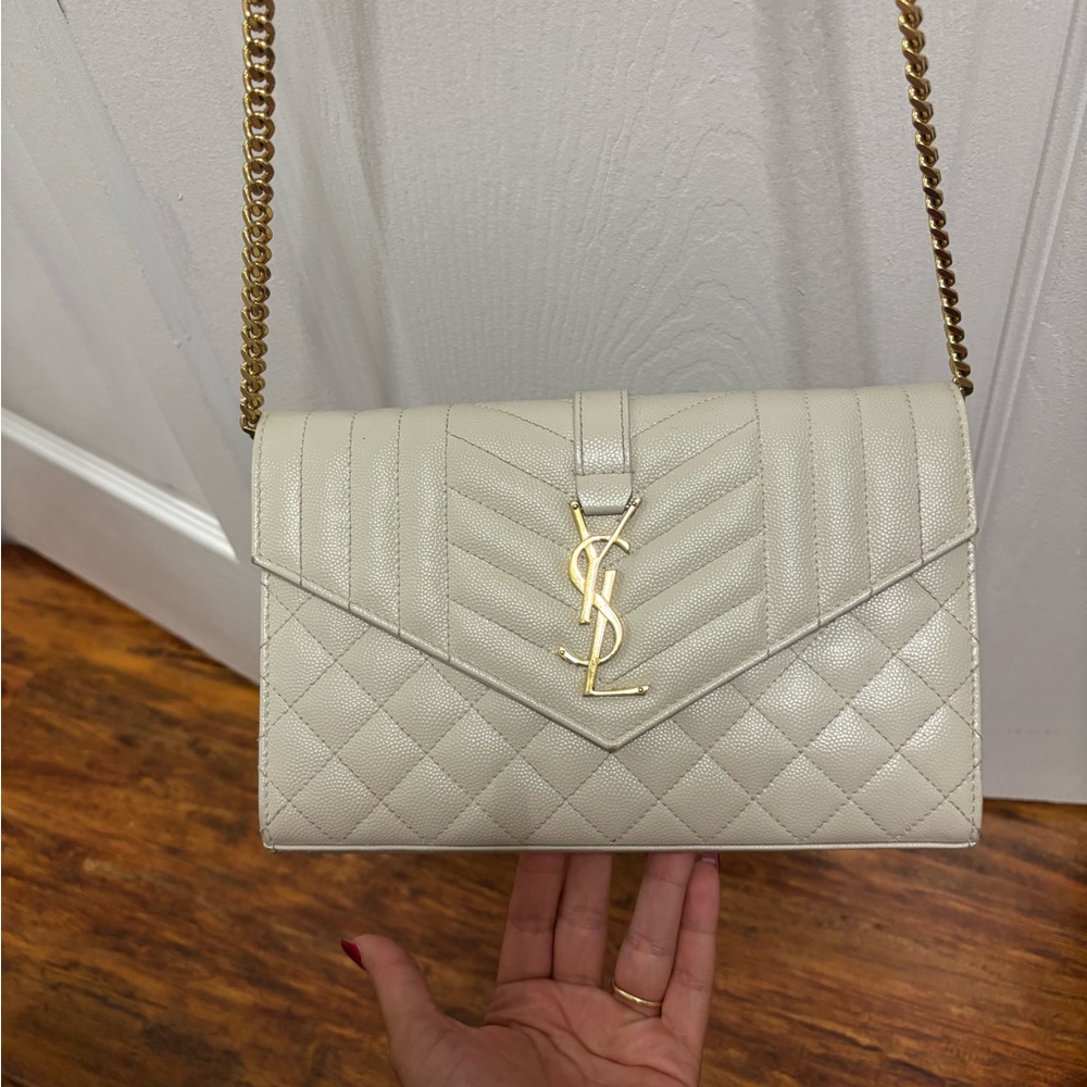 YSL Cream Chain Shoulder Bag